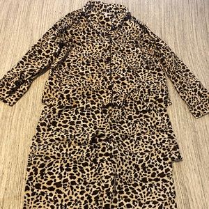 Sueded PJs Super Soft Knit Leopard Set - Size L